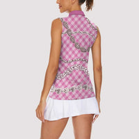 Pink Aloha Hawaii Shell Lei Women Sleeveless Polo Shirt Palaka Hebrew Cone Honey Cowrie Elegant Curves LT14 - Polynesian Pride