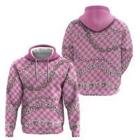 Pink Aloha Hawaii Shell Lei Zip Hoodie Palaka Hebrew Cone Honey Cowrie Elegant Curves - Polynesian Pride