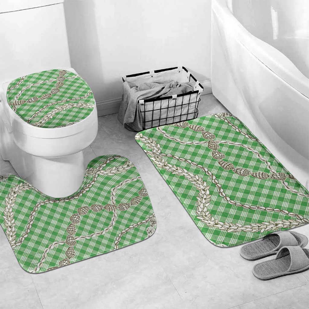 Green Aloha Hawaii Shell Lei Bathroom Set Palaka Hebrew Cone Honey Cowrie Elegant Curves - Polynesian Pride