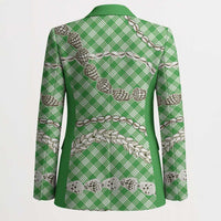 Green Aloha Hawaii Shell Lei Blazer Palaka Hebrew Cone Honey Cowrie Elegant Curves - Polynesian Pride