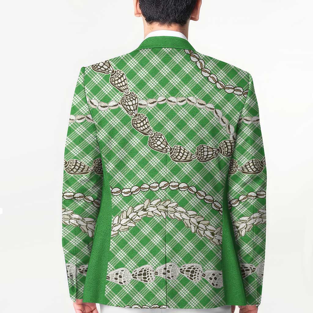 Green Aloha Hawaii Shell Lei Blazer Palaka Hebrew Cone Honey Cowrie Elegant Curves - Polynesian Pride