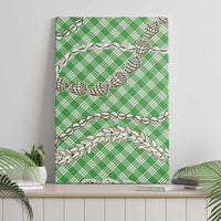 Green Aloha Hawaii Shell Lei Canvas Wall Art Palaka Hebrew Cone Honey Cowrie Elegant Curves - Polynesian Pride