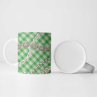 Green Aloha Hawaii Shell Lei Ceramic Mug Palaka Hebrew Cone Honey Cowrie Elegant Curves - Polynesian Pride