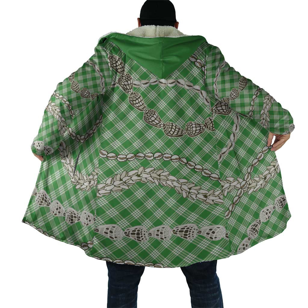 Green Aloha Hawaii Shell Lei Cloak Palaka Hebrew Cone Honey Cowrie Elegant Curves - Polynesian Pride