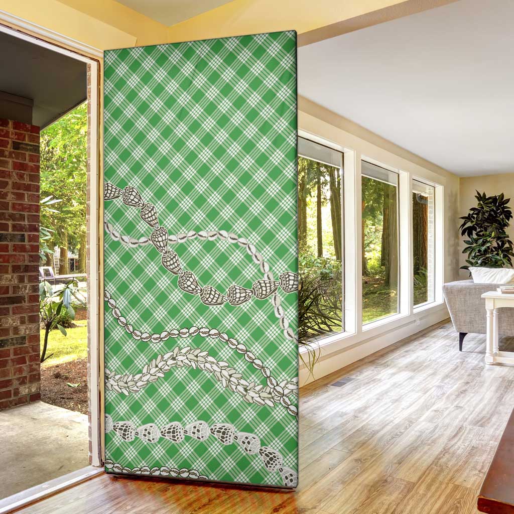 Green Aloha Hawaii Shell Lei Door Cover Palaka Hebrew Cone Honey Cowrie Elegant Curves - Polynesian Pride