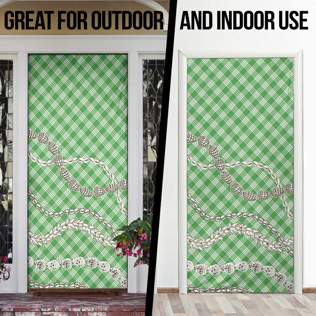 Green Aloha Hawaii Shell Lei Door Cover Palaka Hebrew Cone Honey Cowrie Elegant Curves - Polynesian Pride