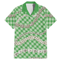 Green Aloha Hawaii Shell Lei Family Matching Short Sleeve Bodycon Dress and Hawaiian Shirt Palaka Hebrew Cone Honey Cowrie Elegant Curves LT14 Dad's Shirt - Short Sleeve Green - Polynesian Pride