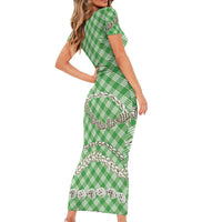 Green Aloha Hawaii Shell Lei Family Matching Short Sleeve Bodycon Dress and Hawaiian Shirt Palaka Hebrew Cone Honey Cowrie Elegant Curves LT14 - Polynesian Pride