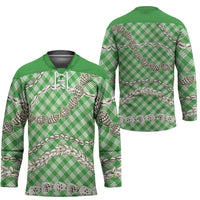 Green Aloha Hawaii Shell Lei Hockey Jersey Palaka Hebrew Cone Honey Cowrie Elegant Curves - Polynesian Pride