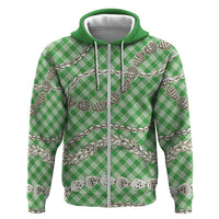 Green Aloha Hawaii Shell Lei Hoodie Palaka Hebrew Cone Honey Cowrie Elegant Curves - Polynesian Pride