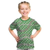Green Aloha Hawaii Shell Lei Kid T Shirt Palaka Hebrew Cone Honey Cowrie Elegant Curves LT14 Green - Polynesian Pride