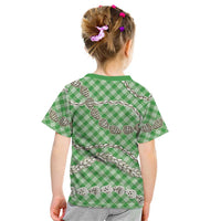 Green Aloha Hawaii Shell Lei Kid T Shirt Palaka Hebrew Cone Honey Cowrie Elegant Curves LT14 - Polynesian Pride