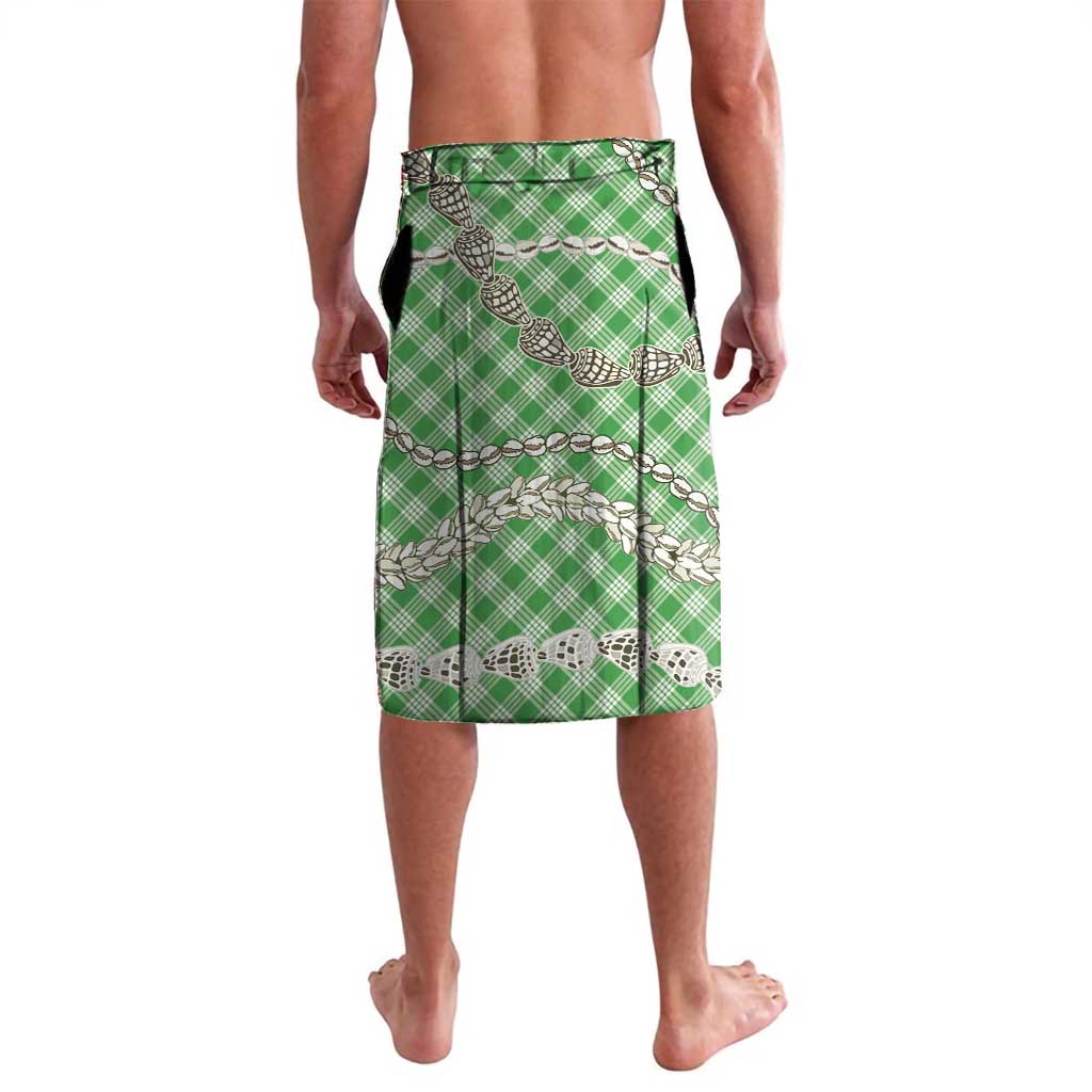 Green Aloha Hawaii Shell Lei Lavalava Palaka Hebrew Cone Honey Cowrie Elegant Curves - Polynesian Pride