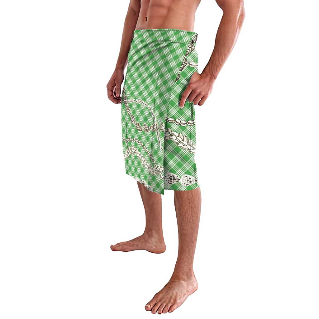Green Aloha Hawaii Shell Lei Lavalava Palaka Hebrew Cone Honey Cowrie Elegant Curves - Polynesian Pride