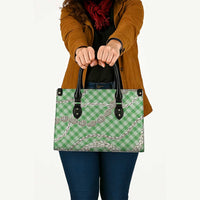 Green Aloha Hawaii Shell Lei Leather Bag Palaka Hebrew Cone Honey Cowrie Elegant Curves - Polynesian Pride