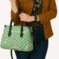 Green Aloha Hawaii Shell Lei Leather Bag Palaka Hebrew Cone Honey Cowrie Elegant Curves - Polynesian Pride