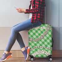 Green Aloha Hawaii Shell Lei Luggage Cover Palaka Hebrew Cone Honey Cowrie Elegant Curves - Polynesian Pride