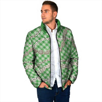 Green Aloha Hawaii Shell Lei Padded Jacket Palaka Hebrew Cone Honey Cowrie Elegant Curves - Polynesian Pride