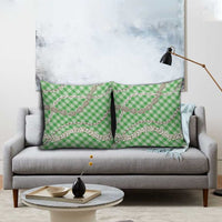Green Aloha Hawaii Shell Lei Pillow Cover Palaka Hebrew Cone Honey Cowrie Elegant Curves - Polynesian Pride