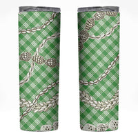 Green Aloha Hawaii Shell Lei Skinny Tumbler Palaka Hebrew Cone Honey Cowrie Elegant Curves LT14 Green - Polynesian Pride
