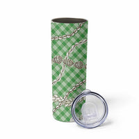 Green Aloha Hawaii Shell Lei Skinny Tumbler Palaka Hebrew Cone Honey Cowrie Elegant Curves LT14 - Polynesian Pride