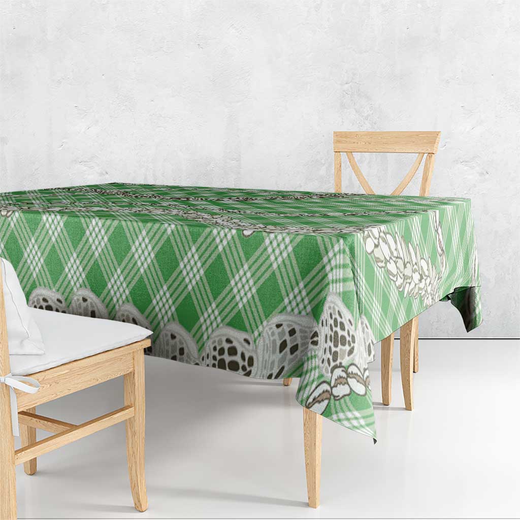 Green Aloha Hawaii Shell Lei Tablecloth Palaka Hebrew Cone Honey Cowrie Elegant Curves - Polynesian Pride