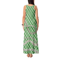 Green Aloha Hawaii Shell Lei Tank Maxi Dress Palaka Hebrew Cone Honey Cowrie Elegant Curves - Polynesian Pride