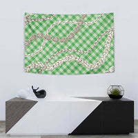 Green Aloha Hawaii Shell Lei Tapestry Palaka Hebrew Cone Honey Cowrie Elegant Curves - Polynesian Pride