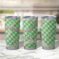 Green Aloha Hawaii Shell Lei Tumbler Cup Palaka Hebrew Cone Honey Cowrie Elegant Curves LT14 - Polynesian Pride