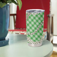 Green Aloha Hawaii Shell Lei Tumbler Cup Palaka Hebrew Cone Honey Cowrie Elegant Curves LT14 - Polynesian Pride
