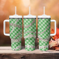 Green Aloha Hawaii Shell Lei Tumbler With Handle Palaka Hebrew Cone Honey Cowrie Elegant Curves LT14 - Polynesian Pride