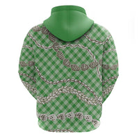 Green Aloha Hawaii Shell Lei Zip Hoodie Palaka Hebrew Cone Honey Cowrie Elegant Curves - Polynesian Pride