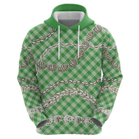 Green Aloha Hawaii Shell Lei Zip Hoodie Palaka Hebrew Cone Honey Cowrie Elegant Curves - Polynesian Pride