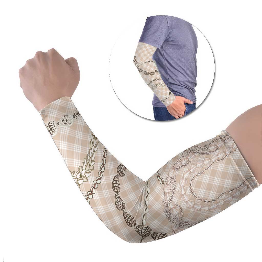 Beige Aloha Hawaii Shell Lei Arm Sleeves Palaka Hebrew Cone Honey Cowrie Elegant Curves - Polynesian Pride