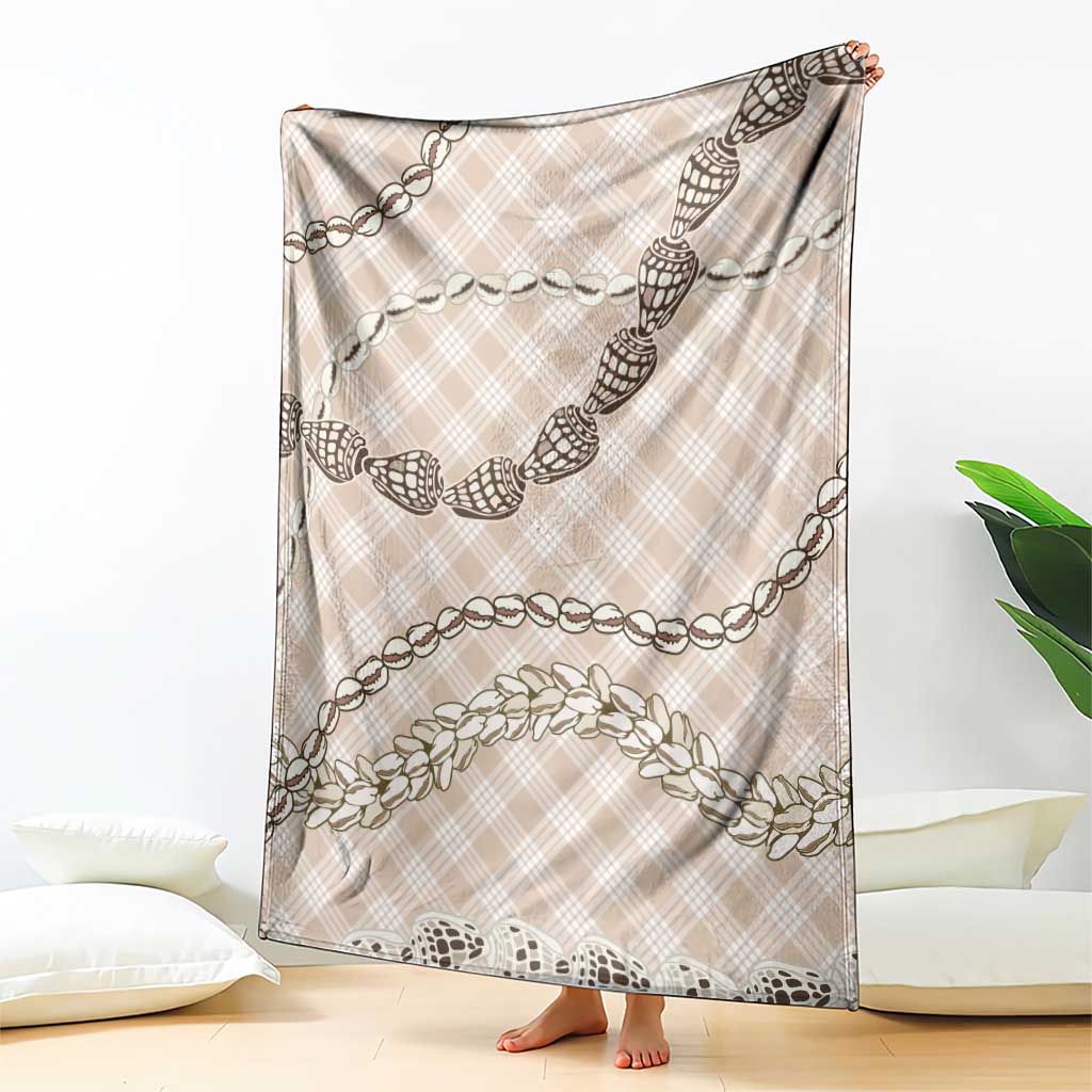 Beige Aloha Hawaii Shell Lei Blanket Palaka Hebrew Cone Honey Cowrie Elegant Curves - Polynesian Pride