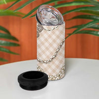 Beige Aloha Hawaii Shell Lei 4 in 1 Can Cooler Tumbler Palaka Hebrew Cone Honey Cowrie Elegant Curves LT14 - Polynesian Pride