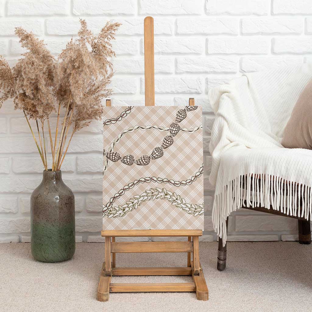 Beige Aloha Hawaii Shell Lei Canvas Wall Art Palaka Hebrew Cone Honey Cowrie Elegant Curves - Polynesian Pride