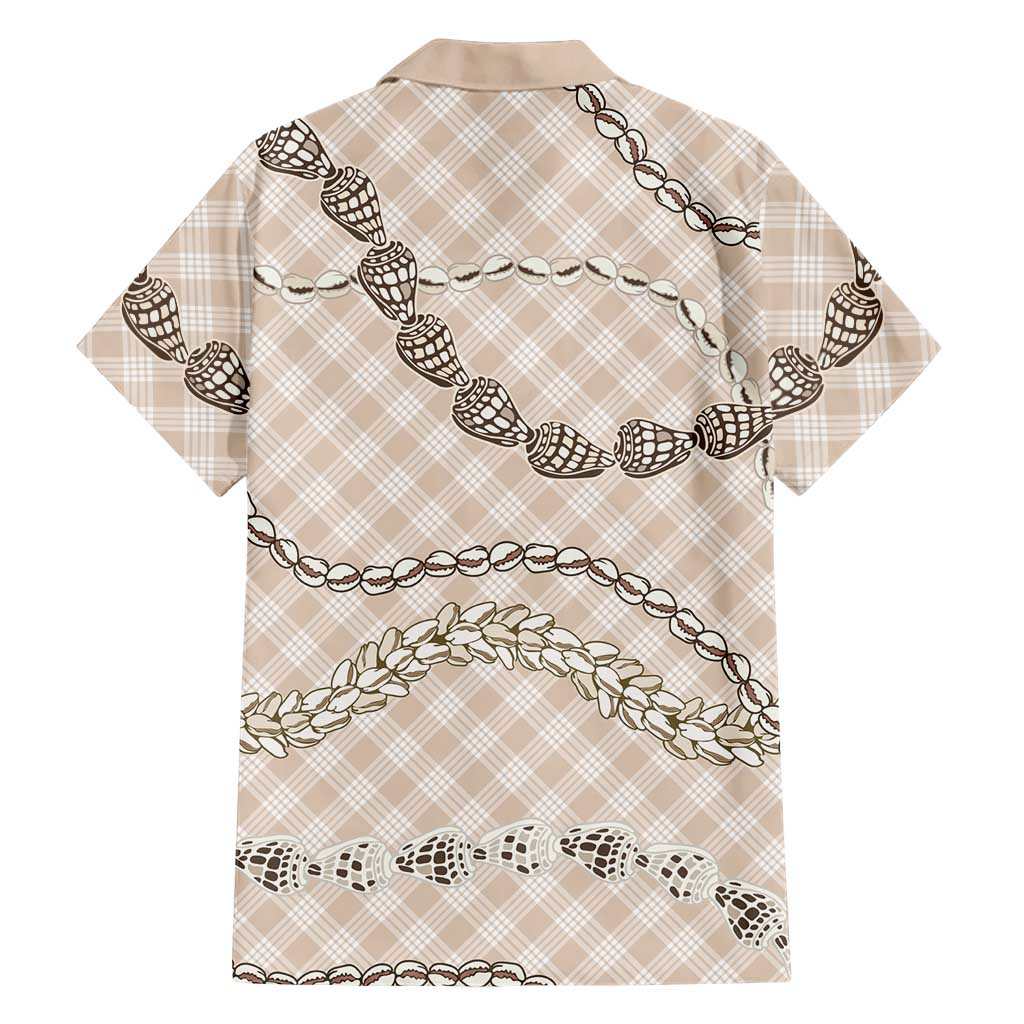 Beige Aloha Hawaii Shell Lei Family Matching Mermaid Dress and Hawaiian Shirt Palaka Hebrew Cone Honey Cowrie Elegant Curves LT14 - Polynesian Pride