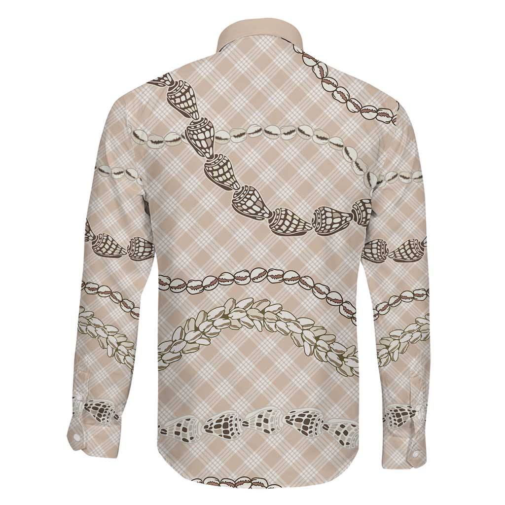 Beige Aloha Hawaii Shell Lei Family Matching Summer Maxi Dress and Hawaiian Shirt Palaka Hebrew Cone Honey Cowrie Elegant Curves LT14 - Polynesian Pride