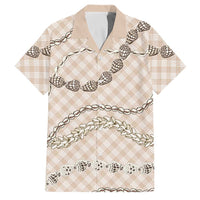 Beige Aloha Hawaii Shell Lei Family Matching Tank Maxi Dress and Hawaiian Shirt Palaka Hebrew Cone Honey Cowrie Elegant Curves LT14 Dad's Shirt - Short Sleeve Beige - Polynesian Pride