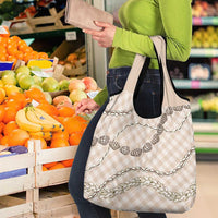 Beige Aloha Hawaii Shell Lei Grocery Bag Palaka Hebrew Cone Honey Cowrie Elegant Curves - Polynesian Pride