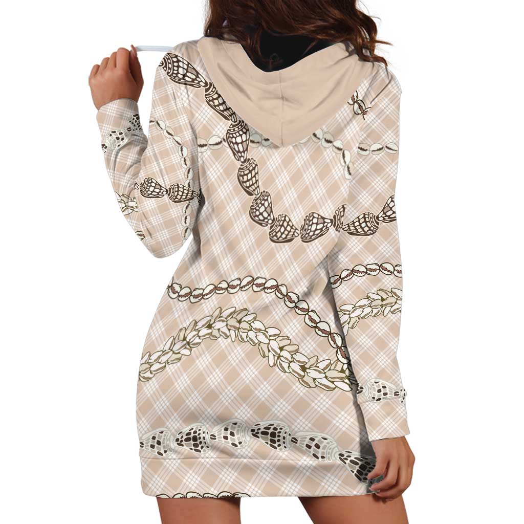 Beige Aloha Hawaii Shell Lei Hoodie Dress Palaka Hebrew Cone Honey Cowrie Elegant Curves LT14 - Polynesian Pride