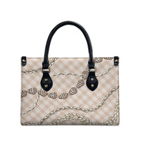 Beige Aloha Hawaii Shell Lei Leather Bag Palaka Hebrew Cone Honey Cowrie Elegant Curves LT14 - Polynesian Pride