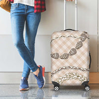 Beige Aloha Hawaii Shell Lei Luggage Cover Palaka Hebrew Cone Honey Cowrie Elegant Curves - Polynesian Pride