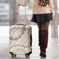 Beige Aloha Hawaii Shell Lei Luggage Cover Palaka Hebrew Cone Honey Cowrie Elegant Curves - Polynesian Pride