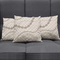 Beige Aloha Hawaii Shell Lei Pillow Cover Palaka Hebrew Cone Honey Cowrie Elegant Curves - Polynesian Pride