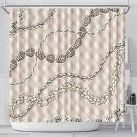Beige Aloha Hawaii Shell Lei Shower Curtain Palaka Hebrew Cone Honey Cowrie Elegant Curves LT14 - Polynesian Pride