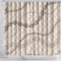 Beige Aloha Hawaii Shell Lei Shower Curtain Palaka Hebrew Cone Honey Cowrie Elegant Curves LT14 - Polynesian Pride
