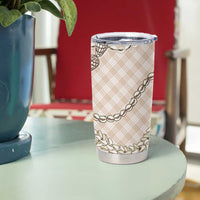 Beige Aloha Hawaii Shell Lei Tumbler Cup Palaka Hebrew Cone Honey Cowrie Elegant Curves - Polynesian Pride