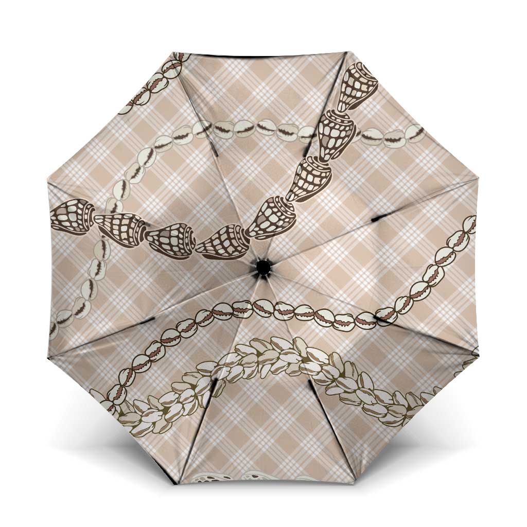 Beige Aloha Hawaii Shell Lei Umbrella Palaka Hebrew Cone Honey Cowrie Elegant Curves LT14 One Size Folded 11.42 inch Opened Diameter 37.4 inch Beige - Polynesian Pride